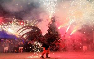 Estrena del Gall de Foc de Palau-solità i Plegamans dissenyat i construït per Dolors Sans. Dolors Sans