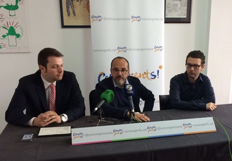 Gerard Figueras, Carles Campuzano i Jordi Villanueva, a la seu de CDC a Vilanova. CDC