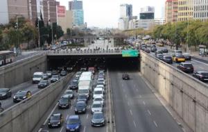 Imatge general de la Gran Via a l'alçada de la plaça Cerdà 