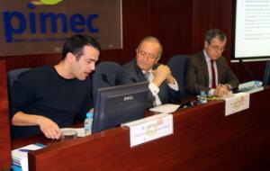 Josep González, president de PIMEC, Modest Guinjoan, director de l’Observatori de la Pimec, i Daniel Solís, coordinador tècnic del GESOP. ACN