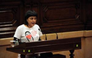 La portaveu parlamentària de la CUP, Anna Gabriel, durant la seva intervenció al debat d'investidura . ACN