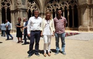 La presidenta de l'AMI, Neus Lloveras (al centre), entre els vicepresidents Jordi Gaseni (a l'esquerra) i Eudald Calvo, a Lleida. ACN