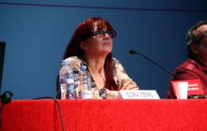 L'exgimnasta olímpica i supervivent d'abusos sexuals Gloria Viseras en la jornada formativa de la Fundació Vicki Bernadet. ACN