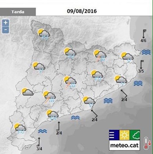 Molta precaució en els desplaçaments i activitats a l'aire lliure pels ruixats que poden afectar avui gran part de Catalunya. EIX