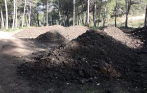 Pla general de l'indret on Caves Gramona deixa reposar els fems per a elaborar el compost seguint mètodes de l'agricultura biodinàmica