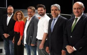 Pla mig dels candidats de C's, PSC, En Comú Podem, ERC, CDC i el PPC a les eleccions del 26-J, al debat de TV3 del 19 de juny del 2016. ACN