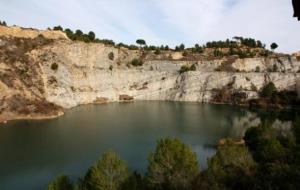 Pla obert del Pèlag més gran del Parc dels Talls de Vilobí del Penedès, amb un arbre en primer pla