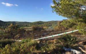 Un dels punts on s'ha iniciat l'incendi forestal presumptament provocat. Ajuntament de Calafell