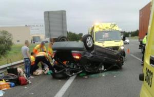 Accident de trànsit a l'AP-7 a Vilafranca