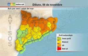 Activada l'alerta del pla Ventcat per fortes ventades a partir del migdia sobretot a la meitat nord del país. EIX