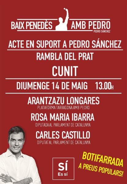 Acte de suport a Pedro Sánchez a Cunit