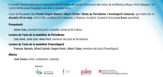 Acte de lliurament dels Premis Eugeni Molero i Albert Virella d’investigació i periodisme