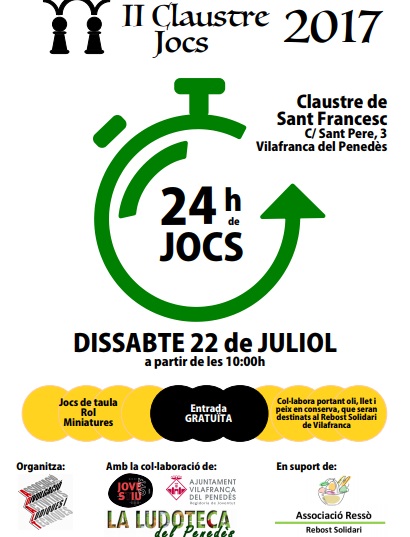 2a edició del Claustre Jocs, 24 hores de jocs al Claustre de Sant Francesc