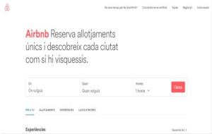 Captura de pantalla de la pàgina web d'Airbnb. ACN