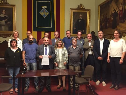 Declaració institucional al ple de Vilafranca contra l’empresonament de Jordi Cuixart i Jordi Sánchez. Ajuntament de Vilafranca