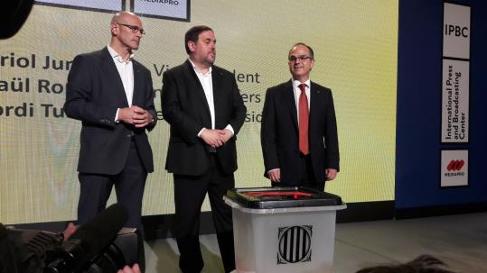 El Govern ha presentat avui en roda de premsa el dispositiu de la jornada del Referèndum de l’1 d’octubre. Generalitat de Catalunya