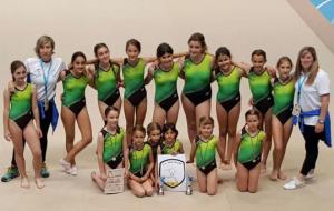 El grup de gimnàstica artística del Gimnàs municipal de Canyelles. Eix