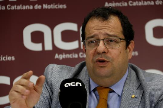 El portaveu del Pacte Nacional pel Referèndum, Joan Ignasi Elena, durant l'entrevista amb l'ACN. ACN