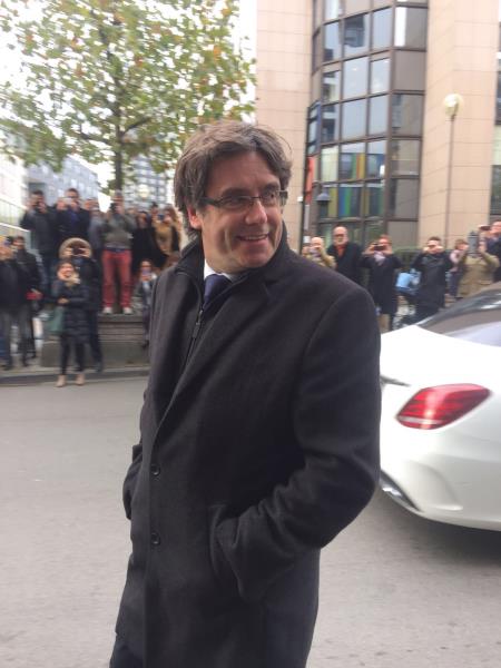 El president Carles Puigdemont a Brussel·les, abans de la compareixença de premsa. ACN: cedida Roser Maresma