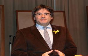 El president Carles Puigdemont durant l'acte a Brussel·les el 30 de novembre. ACN