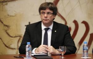 El president de la Generalitat, Carles Puigdemont, a la reunió del Consell Executiu extraordinària del Govern, el 20 de setembre de 2017. ACN