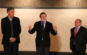 El president espanyol, Mariano Rajoy, el líder del PPC, Xavier Garcia Albiol, i el president de Freixenet, Josep Lluís Bonet