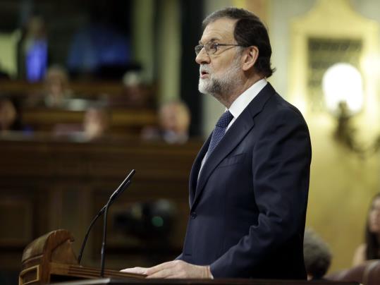 El president Rajoy durant el seu discurs, l'11 d'octubre de 2017. Congreso