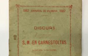 El sitgetà Ramon Soler localitza un sermó del Carnestoltes de Vilanova de 1882. EIX