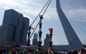 Els Castellers de Vilafranca han acabat la seva actuació al Circusstad Festival amb pilars amb senyeres estelades