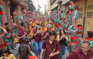 Els castellers vilanovins, el passat mes de maig a Algemesí. Maite Gomà