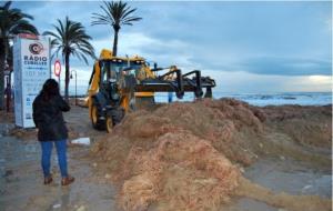 Els serveis municipals inicien les tasques de condicionament del passeig Marítim de Cubelles arran del temporal. Ajuntament de Cubelles