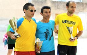 Els tres primers classificats categoria masculina de la I Banyerenca Run