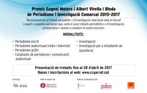 Es convoca la XXI edició dels Premis Eugeni Molero i Albert Virella i Bloda de periodisme i investigació comarcal