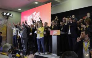 Eufòria a la seu on Junts per Catalunya ha seguit la nit electoral del 21-D. ACN