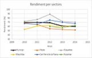 Gràfic de rendiments per sectors al llarg dels anys d’estudi