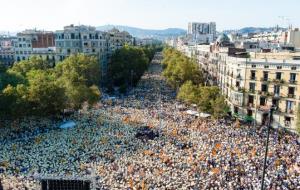 Imatge aèria del Passeig de Sant Joan de Barcelona. Pla general del 11 de setembre del 2016. ANC