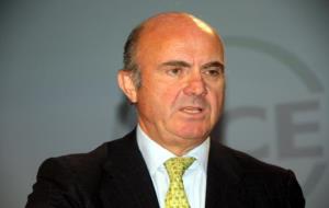 Imatge en un primer pla del ministre d'Economia i Competitivitat, Luis de Guindos en un acte celebrat al Carcel d'Economia. ACN
