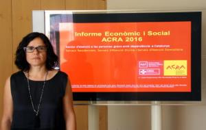 La presidenta de l'ACRA, Cinta Pascual, a la presentació de l'informe econòmic i social del sector d'atenció a les persones grans amb dependència. ACN