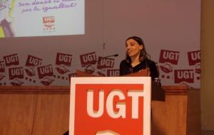 La secretària d’Igualtat de la UGT de Catalunya, Eva Gajardo, en la Jornada '10 anys de la llei d'igualtat' . ACN