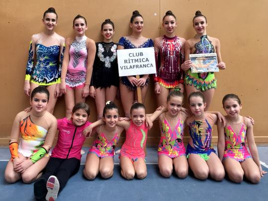 Les gimnastes del CR Vilafranca . Eix