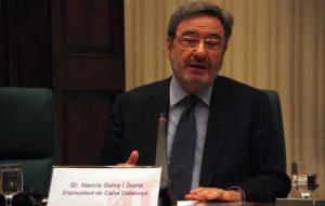 L'expresident de Catalunya Caixa, Narcís Serra, va comparèixer davant la comissió d'investigació del Parlament sobre la gestió de les caixes. ACN