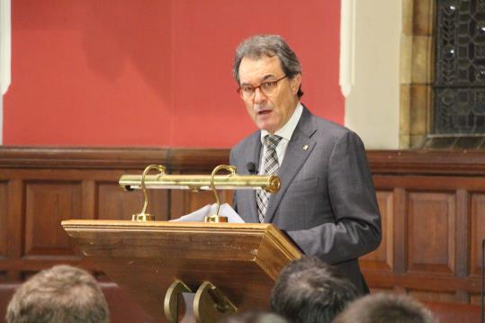 L'expresident de la Generalitat, Artur Mas, durant la conferència 'El Regne Unit no és l'Estat espanyol'. ACN