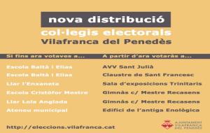 Nova distribució de col.legis electorals a Vilafranca per a les eleccions del 21D. EIX
