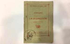 Original del sermó del Carnestoltes de Vilanova de 1882