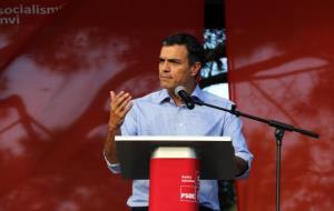 Pedro Sánchez durant la presentació de la seva candidatura a les primàries del PSOE, a Sabadell. ACN