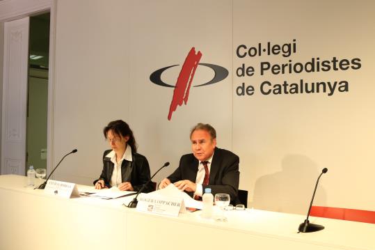 Pla mig de la presidenta de Després del Suïcidi-Associació de Supervivents, Cecilia Borràs, i el president del CAC, Roger Loppacher. ACN