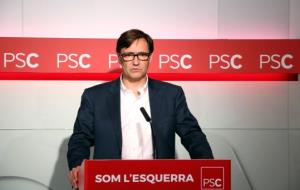 Pla mig del secretari d'Organització del PSC, Salvador Illa, en roda de premsa el 12 de juny del 2017. ACN