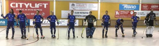 Presentació dels jugadors del Patí en el partit d'ahir. Eix