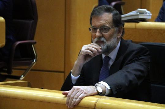 Primer pla de Rajoy al ple del Senat, el 27 d'octubre de 2017. ACN