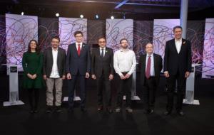 Representants de les set principals forces catalanes que concorren a les eleccions del 21-D al debat de La Sexta. ACN